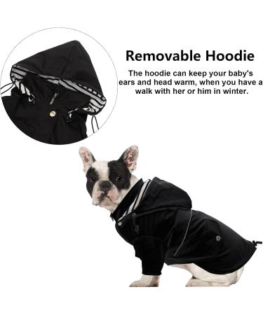 Minezi Waterproof Dog Coat with Zipper & Reflective Buttons | Adjustable Shoulder Strap & Removable Hood | Ideal for Keeping Your Dog Clean - Black SC - Buy Online on GoSupps.com