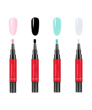 Zibeem Gel Nail Pens 4 Pack Gel Nail Pen Set Durable 12 Colors Quick Dry Nail Art Pen for Women and Girls