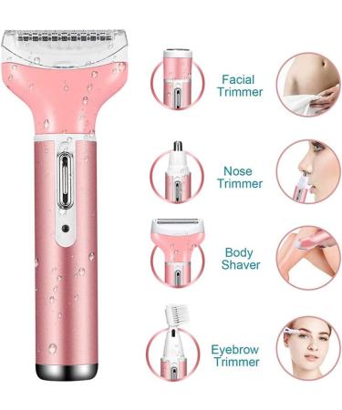 Ghzest Electric Shaver for Women - 4 in 1 Wireless Ladies Razor & Bikini Trimmer for Face Nose Eyebrows & Body - Buy Online on GoSupps.com