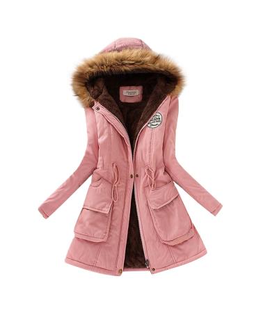 Hehiy ladies winter coat warm quilted coat long with removable hood cream catzii jacket winter jacket women long long waterproof winter parka women pink s