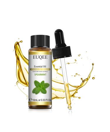 EUQEE Spearmint Essential Oil 10ml 100% Pure Natural Spearmint Oils Aromatherapy Essential Oils for Diffusers for Home Relax Candle Making Spearmint 10 ml (Pack of 1)