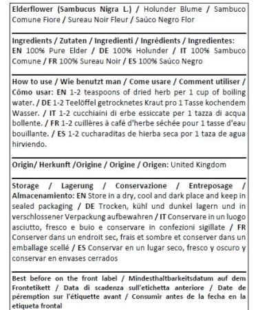Herba Organica Elderflower Herbal Tea - Sambucus Nigra L - Fleurs De Sureau Tisane (100g) - Buy Online on GoSupps.com