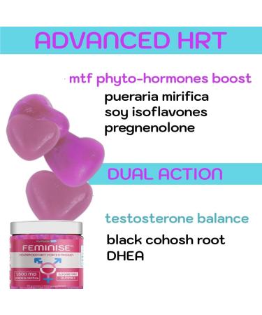 Holistic MD Feminise HRT Estrogen Supplement for Women 1,500 mg  - 60 Gummies - Buy Online on GoSupps.com