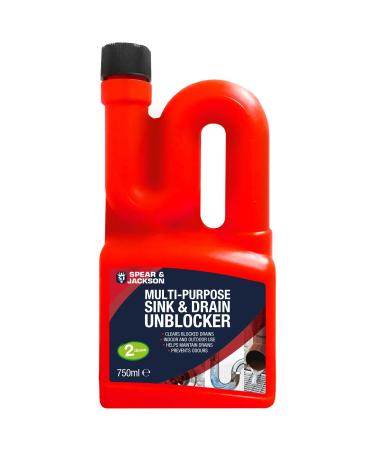Spear & Jackson Multi-Purpose Sink & Drain Unblocker 750 ml Clears Blocked Drains 2 Doses per Bottle