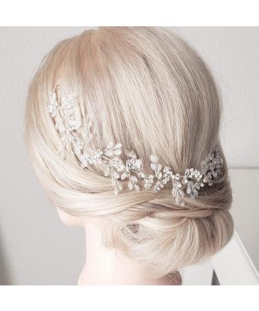 Bridal Rhinestone Hair Pieces Flower Hairband Crystal Hair Vine Headpiece Wedding Hair Jewelry Decoration for Women Girl Lady (Silver) - Buy Online on GoSupps.com