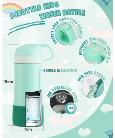 EIJIAN 14oz Kids Insulated Water Bottle with Straw Lid - Leak-Proof BPA-FREE Stainless Steel Cup for Toddlers - Double Wall Vacuum Flask for School, Outdoor, Travel - Green - Buy Online on GoSupps.com