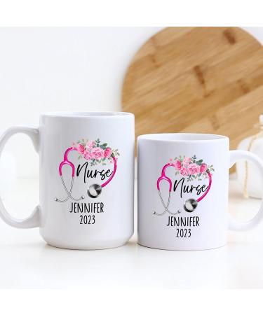 Personalized Heart Stethoscope Nurse Mug | Custom RN Gifts & Coffee Cups for Nurses | Perfect Nursing Week Gift - 11oz & 15oz - Buy Online on GoSupps.com