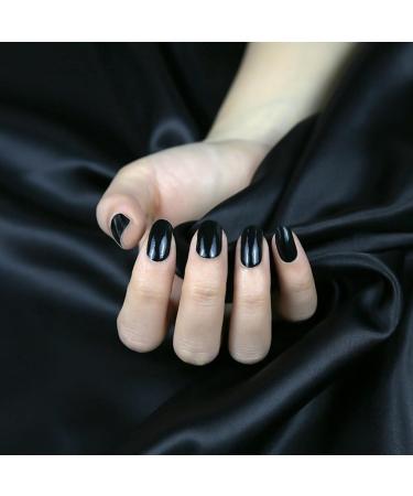 Shop Semi Cured Gel Nail Strips - 20pcs Pure Black Polish Stickers Long Lasting & UV Compatible | International Shipping Available - Buy Online on GoSupps.com