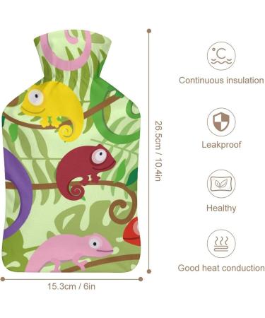 Hot Water Bottle with Lid - Animal Print Rubber Hot Water Bag for Pain Relief Cramps Foot Warmer & Therapy - Buy Online on GoSupps.com