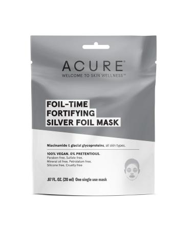 ACURE Foil-Time Fortifying Silver Mask | 100% Vegan | Traps Heat to Open Pores For Superior Serum Delivery | Niacinamide & Glacial Glycoproteins - For Rejuvenated & Refreshed Apprearance | 1 Count