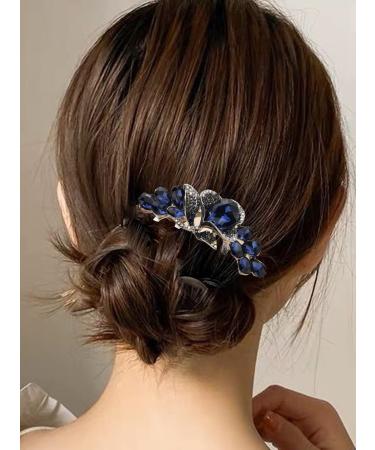 Missgrace Blue Crystal Rhinestone Flower Hair Comb for Bride - Wedding Prom Hair Accessory - Buy Online on GoSupps.com