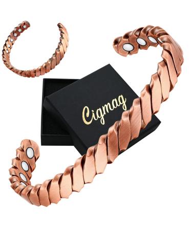 Cigmag 12X Copper Bracelet for Women Mens copper bracelet Ultra Strength Magnetic Bracelet 99% Pure Copper Adjustable Brazaletes Cuff Bangle with Gift Box (Unisex) Copper Rhombus - Buy Online on GoSupps.com