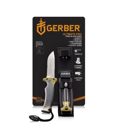 Gerber Gear Ultimate Knife, Tactical Knife with Fire Starter, Sharpener, and Knife Sheath, 4.75 Blade (31-003941) New Knife