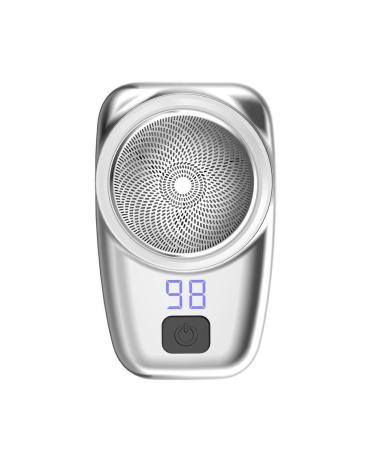 Head Shavers for Bald Men IPX7 Waterproof Wet Dry Double Use Portable Electric Mini Shaver for Men Short Beard Rechargeable Travel Electric Razor Digital Display Silver