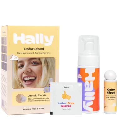 HALLY Color Cloud - Foaming Semi-Permanent Hair Dye Kit  Mess-Free Color Application  Gentle Formula Keeps Hair Nourished for Vibrant Long-Lasting Results up to 4-6 Weeks or 25 Washes - Atomic Blonde