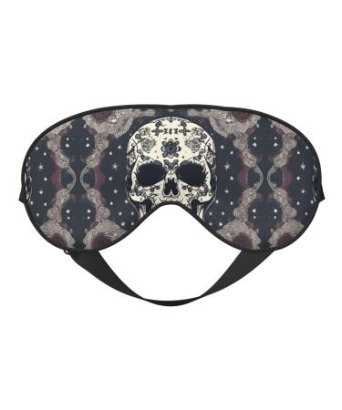 Skull Yoga and Flower Print Unisex Sleeping Eye Mask Soft Comfortable Light-Blocking Eye Mask