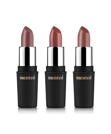 Mented Cosmetics Semi-Matte Nude Lipstick Trio | Nude Lala Dope Taupe No. 5 | Vegan Paraben-free Cruelty-free | Long Lasting Lipstick | Non-Toxic Makeup