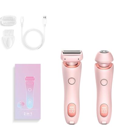 Razor for women 2 In 1 electric shaver razors for women Women electric shaver Women's bikini trimmers Ipx7 waterproof wet & dry Portable rechargeable bikini trimmer (Pink)