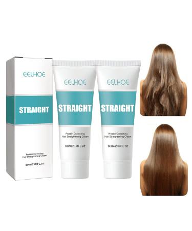 2PCS Protein Hair Straightening Cream Silk and Shine Hair Straightening Cream Keratin Hair Straightening Cream  Professional Damaged Treatment Faster Smoothing Curly Hair Care Protein Correction Cream