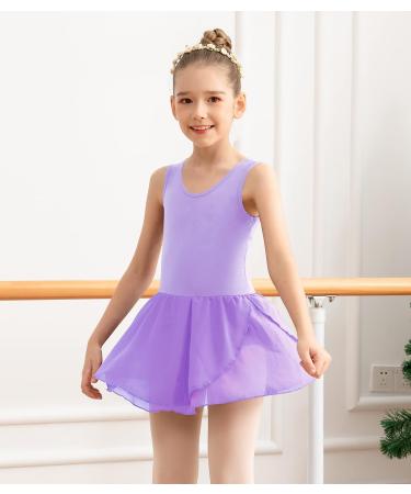 Tegmk Girls Tank Ballet Leotard with Skirt | Butterfly Hollow Back Dance Dress | Size 6-8 Years | Purple - Buy Online on GoSupps.com