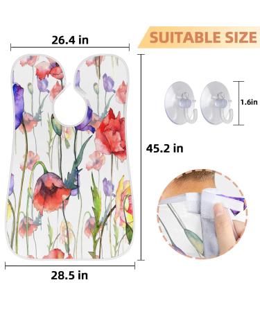 Buy Poppy Flower Beard Bib Apron - Non-Stick Waterproof Hair Catcher for Men | Perfect Grooming Gift with Suction Cups - Buy Online on GoSupps.com