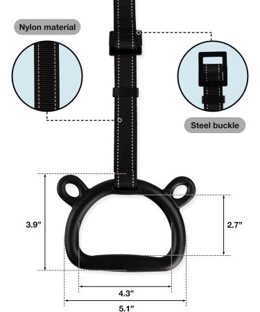 EXQ Home Kids Gymnastic Rings with Adjustable Straps - 220lb Capacity - Blue Standard - Buy Online on GoSupps.com