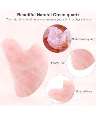 Gua Sha Rose Quartz Stone Set | Jade Facial Roller & Anti-Aging Massage Tools | Perfect Gift for Face & Neck Care - Buy Online on GoSupps.com