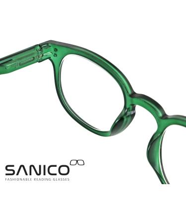 Sanico Roma Green Reading Glasses - 2.5 Diopter Fashionable Optical Aid for Men & Women - Buy Online on GoSupps.com