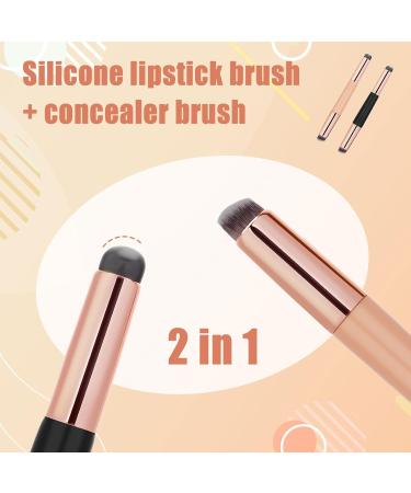 2pcs Silicone Lip & Concealer Makeup Brush Set | 2-in-1 Double-Headed Applicator for Lipsticks Gloss & Blush | Multifunctional Beauty Tools for Flawless Makeup - Buy Online on GoSupps.com