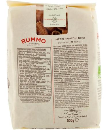 Italian Gourmet E.R. Rummo Pasta Integrale Mezzi Rigatoni No. 51 Pack of 20 Whole Grain Pasta 500g + Italian Gourmet Polpa 400g - Buy Online on GoSupps.com