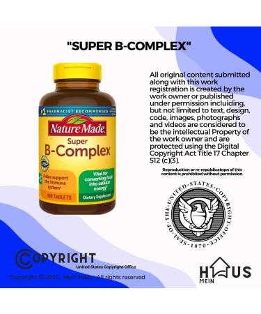MEIN HAUS Nature Made Super B Energy Complex Supplement 460 Tablets - Brain Cell & Nervous System Support - Buy Online on GoSupps.com