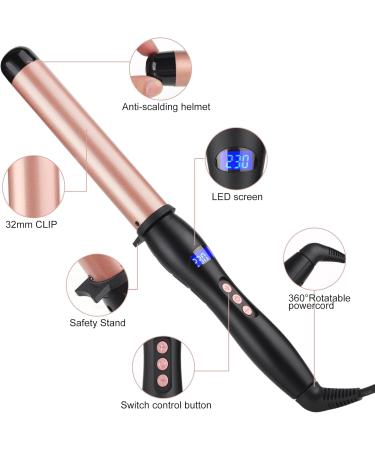 Buy Professional 32mm Hair Curling Wand | Ceramic Curling Iron for Big Curls | Adjustable Temperature & Dual Voltage | Safe & Easy to Use - Buy Online on GoSupps.com