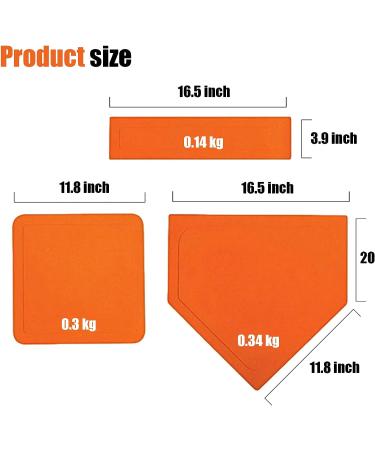 5-Piece Rubber Baseball & Softball Base Set for Kids & Adults - Orange Throw Down Bases for Teeball, Kickball, Backyard Practice - Buy Online on GoSupps.com