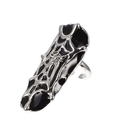 Beavorty spider nail women adjustable spider claw and friends toys crystal nail cap halloween nails sticker fingertip claw adjustable rings for women dark alloy vampire Miss 2.9X1.3X1.1CM Spider Web