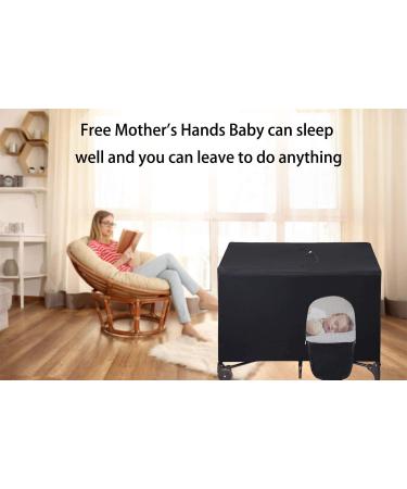 LLYWCM Crib Blackout Cover - Pack and Play Travel Crib Canopy - Stretchy Breathable Baby Netting Cover/Tent for Indoor or Outdoor Portable Playard to Sleeping or Play black 1 - Buy Online on GoSupps.com