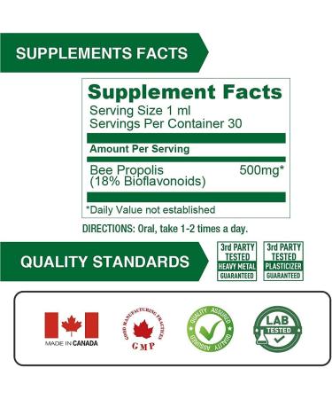 Lovita Bee Propolis 500mg Ultra Strength Extract, Alcohol-Free Liquid Supplement for Immune Support & Sore Throat Relief - 1.01 Fl Oz - Buy Online on GoSupps.com