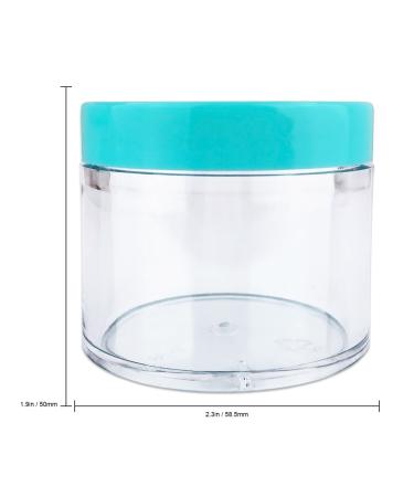 Beauticom 60ml Thick Wall Clear Acrylic Jars - 6 Leak Proof Containers with Teal Lids for Makeup Creams & Cosmetics | International Shipping Available - Buy Online on GoSupps.com