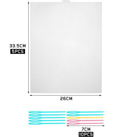 5 Pieces 7 Count Plastic Mesh Canvas Sheets for Embroidery with Needles - 10.2 x 13.2 inch - Ideal for Crafting, Knitting, and Crochet Projects - Buy Online on GoSupps.com