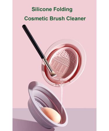 2 Piece Foldable Silicone Brush Cleaning Pad Set - Portable Tool for Makeup Brushes Sponges & Powders (Pink & Gray) - International Shipping Available - Buy Online on GoSupps.com