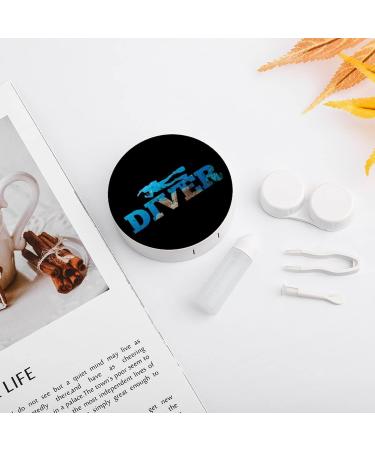 Scuba Diver Round Case For Contact Lens Kit Storage Box with Mirror Printed - Buy Online on GoSupps.com