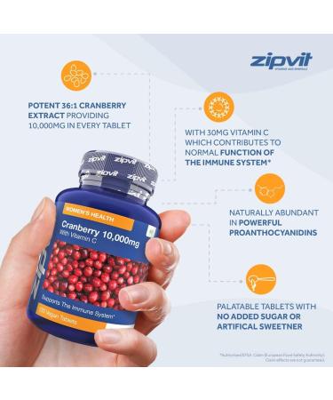 High Strength Cranberry Tablets 10,000mg with Vitamin C - 120 Vegan Tablets | Immune Support | Vegan & Vegetarian | 4 Months Supply - Buy Online on GoSupps.com