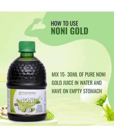 Pure Nutrition Noni Gold Juice Concentrate with Garcinia, Aloe Vera, Amla, Ashwagandha & Grape Seed Extract 400ml - Buy Online on GoSupps.com