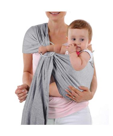 Baby Wrap Carrier and Ring Sling, Adjustable Mesh Baby Wrap for Infant, Infant Sling for Infant, Newborn, Kids and Toddlers Gray