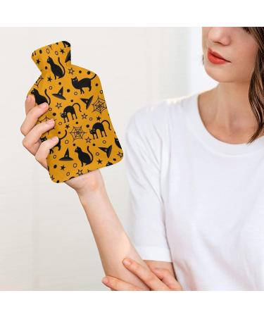 Hot Water Bottle with Lid - Halloween Cats Design for Pain Relief Cramps & Foot Warmer | Rubber Hot Water Bag for Hot and Cold Therapy - Buy Online on GoSupps.com