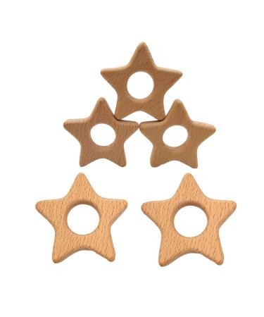 Cartoon Wood Star Teether: Natural Beech Wooden Animal Shape DIY Necklace Pendant (10pcs) - Buy Online on GoSupps.com