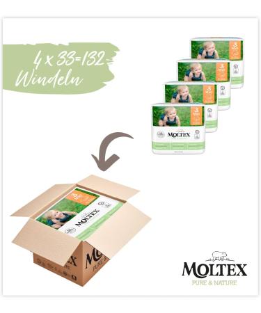 Buy Moltex Pure & Nature Eco Diapers Size 3 Midi - 132 Organic Diapers (4-10 kg) | Monthly Box | Eco-Friendly Shipping Worldwide - Buy Online on GoSupps.com