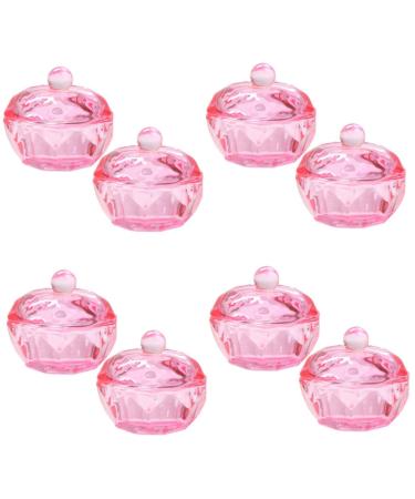DOITOOL 8 Pcs Nail Glass Bowl Monomer Dish Dappen Dish Petri Dish Glass Acrylic Powder Holder Drill Bits for Nails Cuticle Bit for Nail Drill Dappen Bowl Vegetable Bowl Pink With Cover