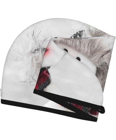 Christmas Snowman Microfiber Hair Towel - Soft Super Absorbent Coral Velvet Cap for Long Curly & Thick Hair - Buy Online on GoSupps.com