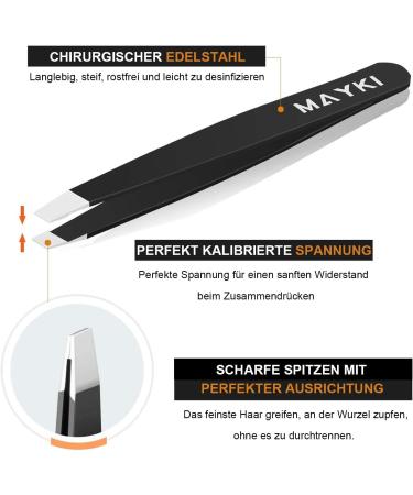 Mayki Eyebrow Tweezers Set - 6-Piece Professional Stainless Steel Beauty Tool for Precise Hair Removal & Ingrown Hair Perfect for Men & Women - Buy Online on GoSupps.com