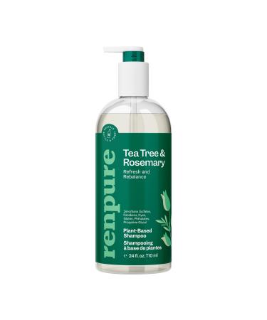 Renpure Plant Based Tea Tree and Rosemary Refresh and Rebalance Shampoo - Soothes Dry Scalp - Delivers Moisture and Shine - Rids Hair of Grime - Dye Free - Recyclable Pump Bottle Design - 24 fl oz